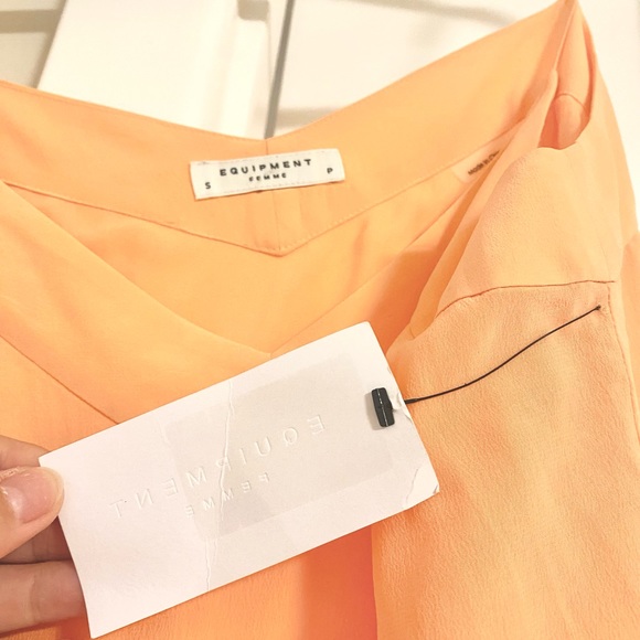 Beautiful Equipment cantaloupe color silk adjustable strap dress - Picture 3 of 3